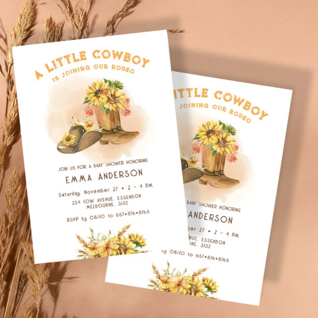 Invitación Floral Little Cowboy Western Rodeo Baby Shower (Subido por el creador)