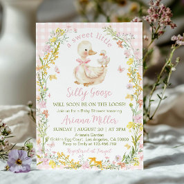 Invitación Floral Little Silly Goose Girl Baby Shower