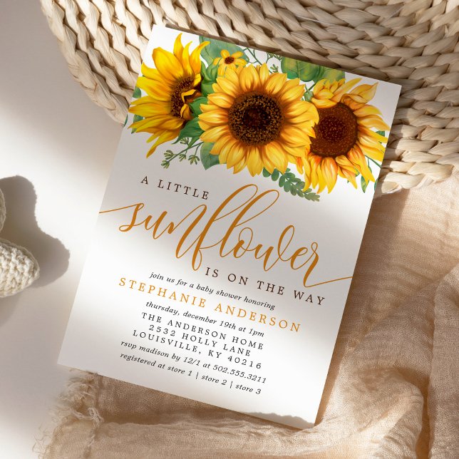 Invitación Floral Little Sunflower On the Way Baby Shower (Subido por el creador)