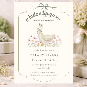Invitación Floral Loco Ganso suelto Fiesta de Baby Shower de 