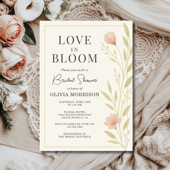 Invitación floral Love in Bloom para primavera con (Subido por el creador)