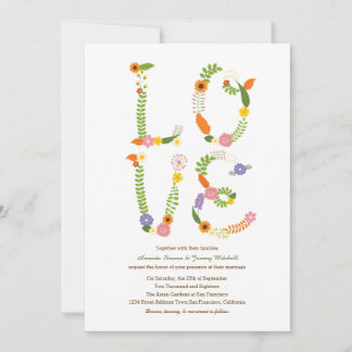 Invitación Floral LOVE Letters Rustic Woodland Boda
