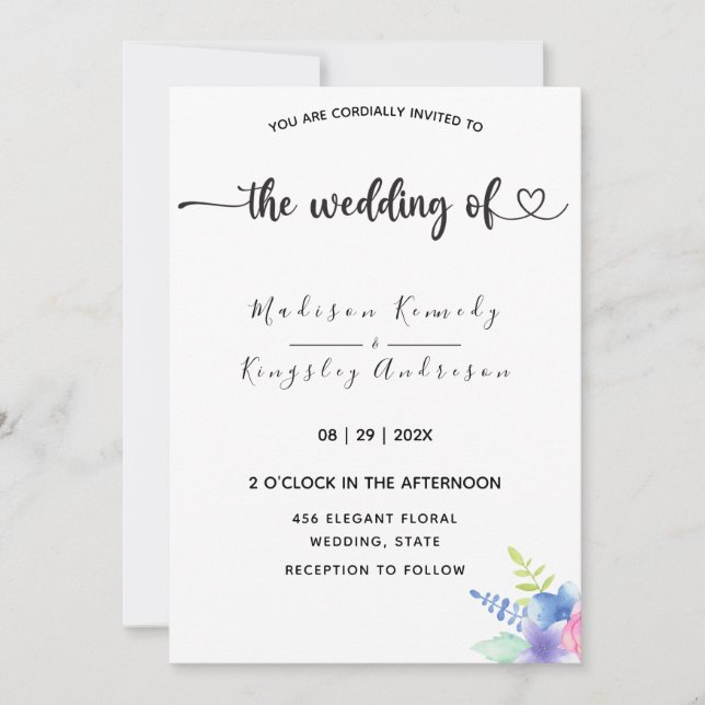 Invitación Floral lujosa y espectacularmente simple (Anverso)