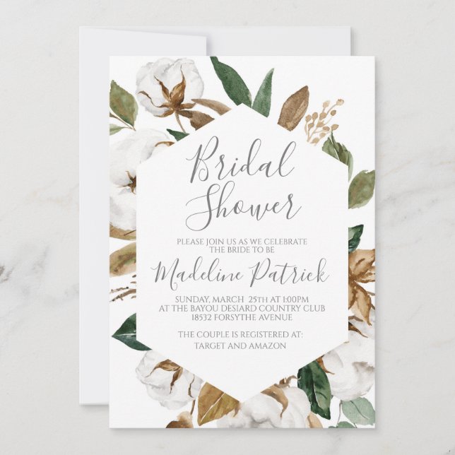Invitación Floral Magnolia Bridal Shower (Anverso)