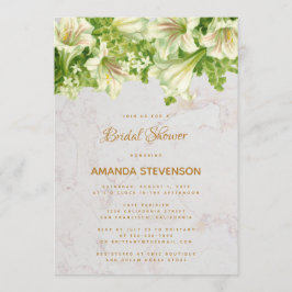 Invitación Floral Marble White Lilies Bridal Shower