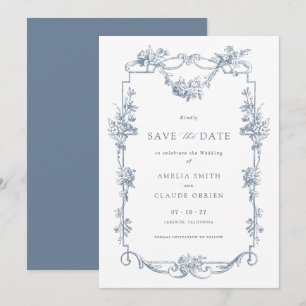 Invitación Floral Marco de época francés Guardar el Boda de f