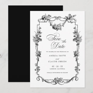 Invitación Floral Marco de época francés Guardar el Boda de f