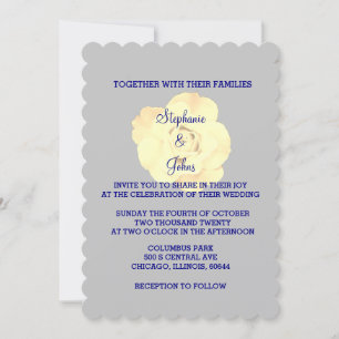 Invitación Floral Marfil Crema Blanca Rosa Personalizado Boda