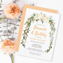 Invitación Floral Marfil Peach Brunch & Bubbly Bridal Shower