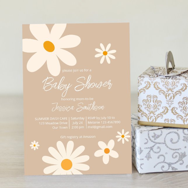 Invitación Floral margarita retro desierto bebé ducha boho (Subido por el creador)