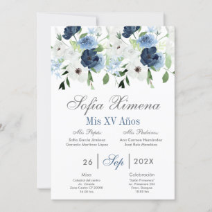 Invitación Floral marina de Quinceanera