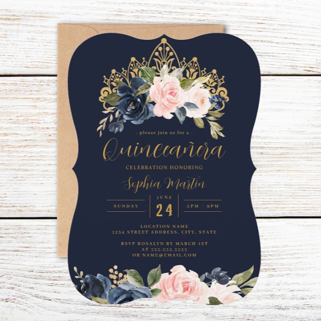 Invitación Floral Marina de Tiara Rubor Quinceanera (Subido por el creador)