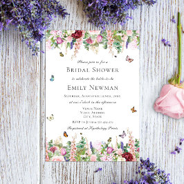 Invitación Floral mariposa, ducha de novia