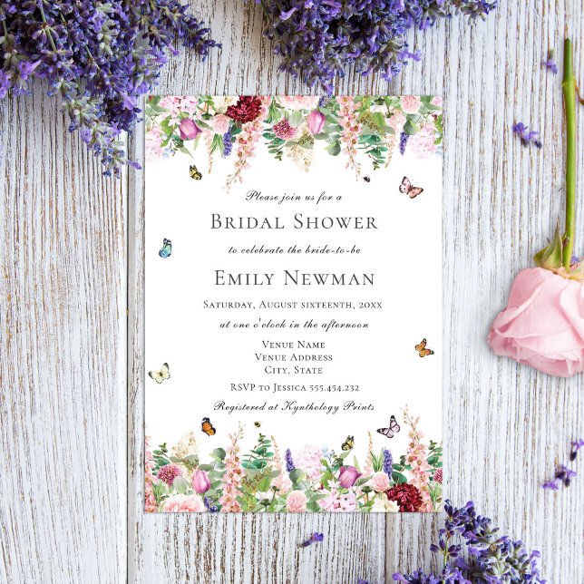 Invitación Floral mariposa, ducha de novia (Subido por el creador)