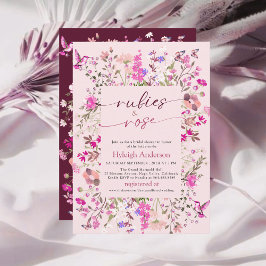 Invitación Floral Mariposa Rosa