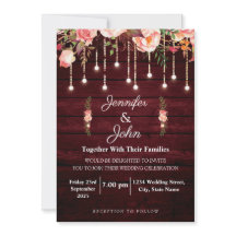 Floral Maroon Wooden Rustic Boda