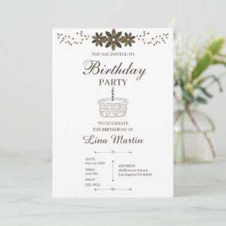 Invitación Floral Marrón Neutral