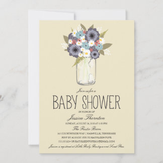 Invitación Floral Mason Jar Baby Shower