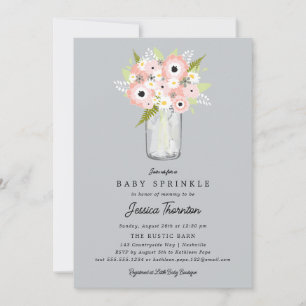 Invitación Floral Mason Jar Baby Shower