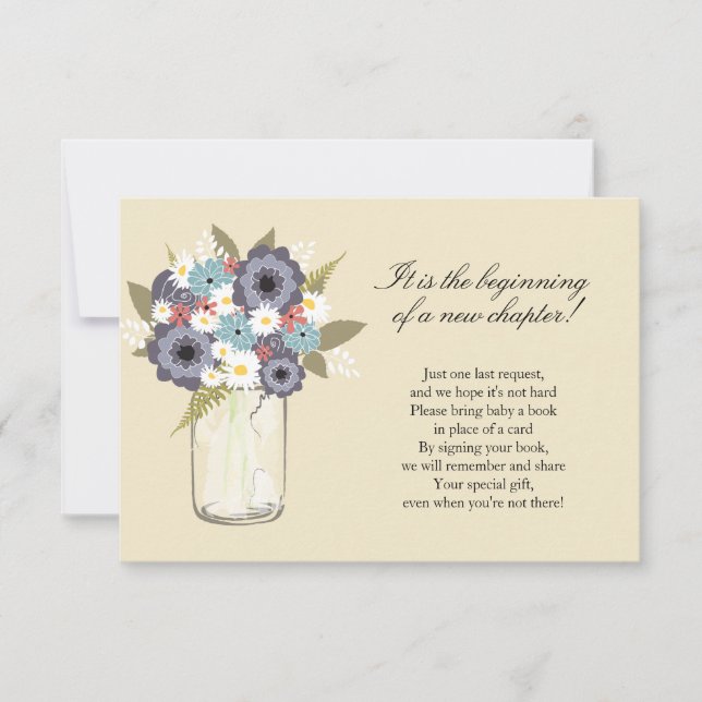 Invitación Floral Mason Jar Baby Shower (Anverso)