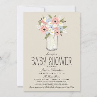 Invitación Floral Mason Jar Baby Shower
