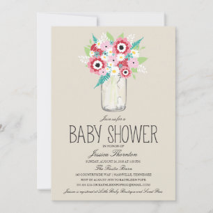 Invitación Floral Mason Jar Baby Shower