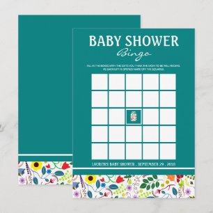 Invitación Floral Mason Jar Baby Shower Bingo