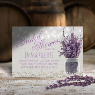 Invitación Floral Mason Jar Bridal Floral Lavender