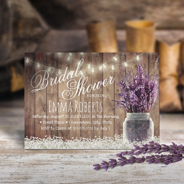 Invitación Floral Mason Jar Bridal Floral Lavender (Subido por el creador)