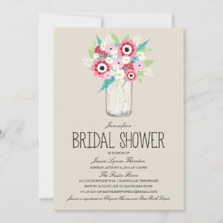 Invitación Floral Mason Jar Bridal Shower