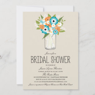 Invitación Floral Mason Jar Bridal Shower