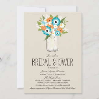 Invitación Floral Mason Jar Bridal Shower