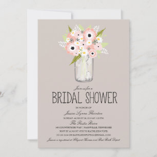 Invitación Floral Mason Jar Bridal Shower