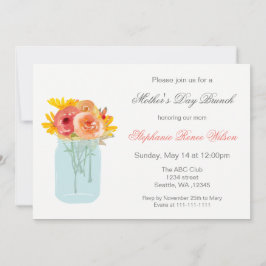 Invitación Floral Mason Jar: Brunch del Día de la Madre invit