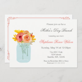 Invitación Floral Mason Jar: Brunch del Día de la Madre invit