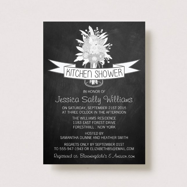 Invitación Floral Mason Jar En Chalkboard Kitchen Shower (Subido por el creador)