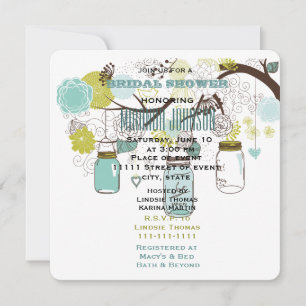 Invitación Floral Mason Jars Bridal Shower