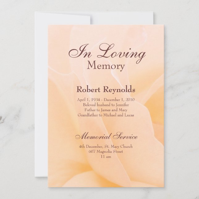 Invitación Floral Memorial Service (Anverso)