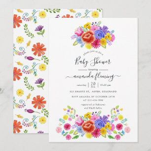 Invitación Floral Mexicana Fiesta Baby Shower