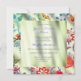 Invitación Floral Mint Silk Ombr Oriental Spring Chinoiserie