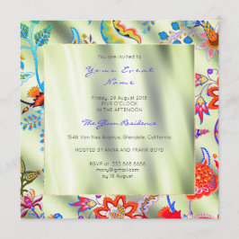 Invitación Floral Mint Silk Ombr Oriental Spring Chinoiserie
