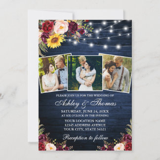 Invitación Floral mixta rusa 3 foto Boda de madera