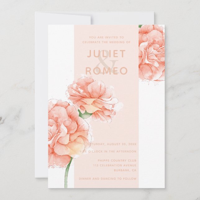 Invitación Floral Modern Elegant Wedding (Anverso)