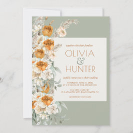 Invitación Floral Modern Silver Sage Green All-in-One Boda