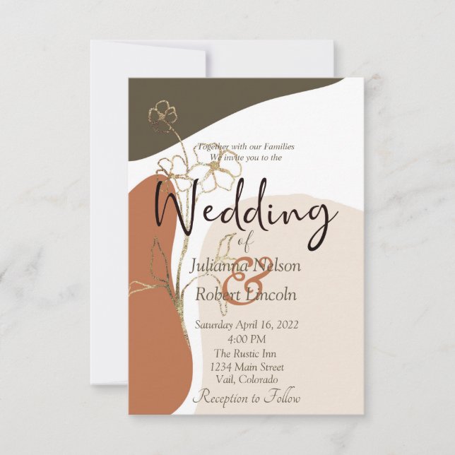 Invitación floral moderna a la boda (Anverso)