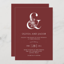 Floral moderna | Burgundy Ampersand Boda