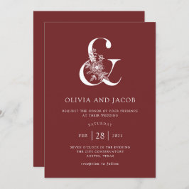 Invitación Floral moderna | Burgundy Ampersand Boda