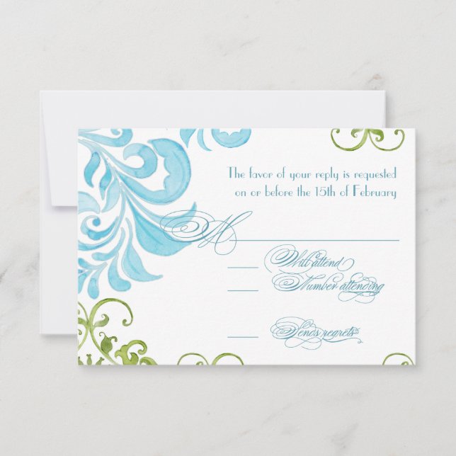 Invitación Floral Moderna Chic con Remolinos de Li (Anverso)