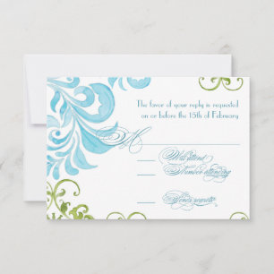 Invitación Floral Moderna Chic con Remolinos de Li
