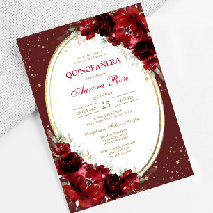 Invitación floral moderna de quinceañera con rosa